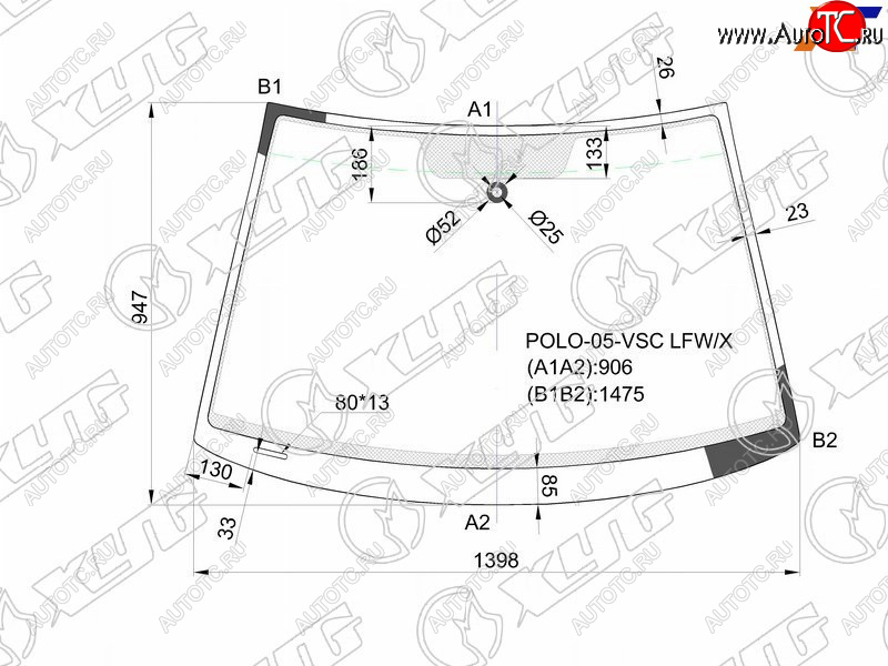 7 199 р. Стекло лобовое + дд VOLKSWAGEN POLO IV 35D HBK 01-09                                                XYG POLO-05-VSC LFW/X  с доставкой в г. Керчь