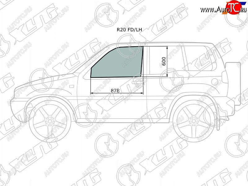 2 789 р. Стекло боковое опускное (Спереди Слева Цвет зеленый) Nissan Terrano 93-95  Ford Maverick 93-00  XYG R20 FD/LH  с доставкой в г. Керчь