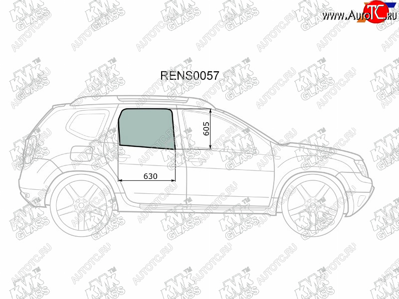 2 199 р. Стекло боковое опускное (Сзади Справа Цвет зеленый) Nissan Terrano 14-  Renault Duster 10-21  Da KMK RENS0057  с доставкой в г. Керчь