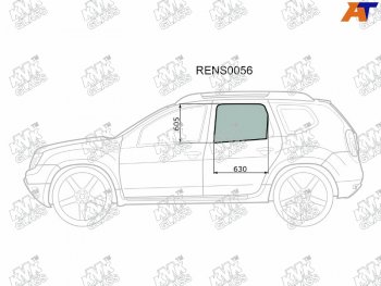 2 199 р. Стекло боковое опускное (Сзади Слева Цвет зеленый) Nissan Terrano 14-22  Renault Duster 10-21  D KMK RENS0056  с доставкой в г. Керчь. Увеличить фотографию 1