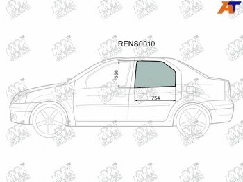 2 569 р. Стекло боковое опускное (Сзади Слева Цвет зеленый) Renault Logan 04-  Sandero 14-  Dacia Logan 0 KMK RENS0010  с доставкой в г. Керчь. Увеличить фотографию 1
