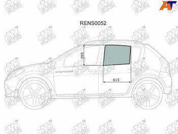 2 199 р. Стекло боковое опускное (Сзади Слева Цвет зеленый) Renault Sandero 09-14  Dacia Sandero 08-12  R KMK RENS0052  с доставкой в г. Керчь. Увеличить фотографию 1
