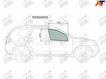 Стекло боковое опускное (Спереди Справа Цвет зеленый) Nissan Terrano 14-  Renault Duster 10-21   KMK RENS0055