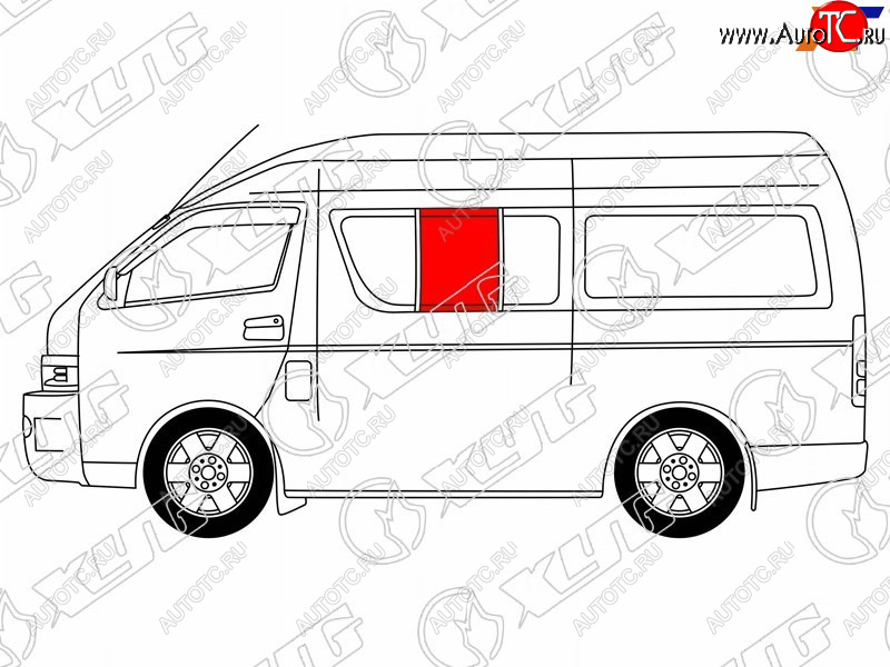 1 859 р. Стекло кузова боковое (не опускное) (Слева Цвет зеленый) Toyota Hiace 04-20  Regius Ace 04-20 XYG RH200-ST-L SF/LH2/X  с доставкой в г. Керчь