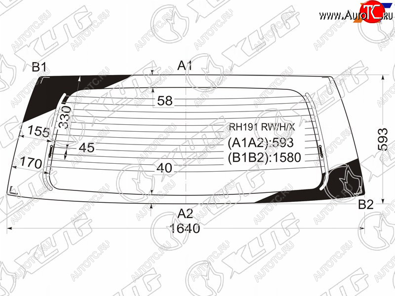 11 199 р. Стекло заднее (Цвет зеленый Обогрев) Toyota Hiace Regius 97-99  Touring Hiace 99-02 XYG RH191 RW/H/X  с доставкой в г. Керчь