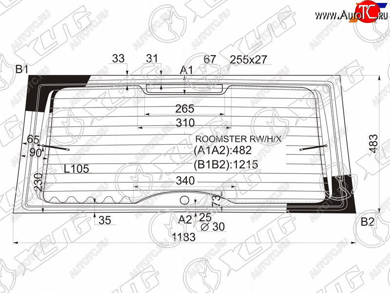 8 449 р. Стекло заднее (Цвет зеленый Обогрев) Skoda Fabia 07-10  Praktik 06-15  Roomster 06-15 XYG ROOMSTER RW/H/X  с доставкой в г. Керчь