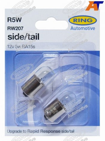 164 р. Лампа дополнительного освещения R5W  12V 5W Блистер 2 шт. RING RW207  с доставкой в г. Керчь. Увеличить фотографию 1