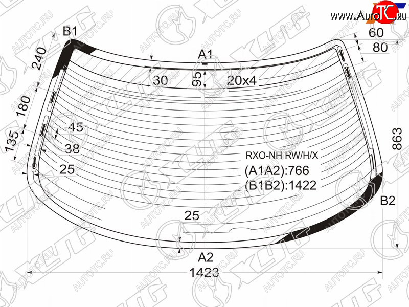 8 499 р. Стекло заднее (Цвет зеленый Обогрев Антенна) Toyota Mark II (X100) 96-00 XYG RXO-NH RW/H/X  с доставкой в г. Керчь