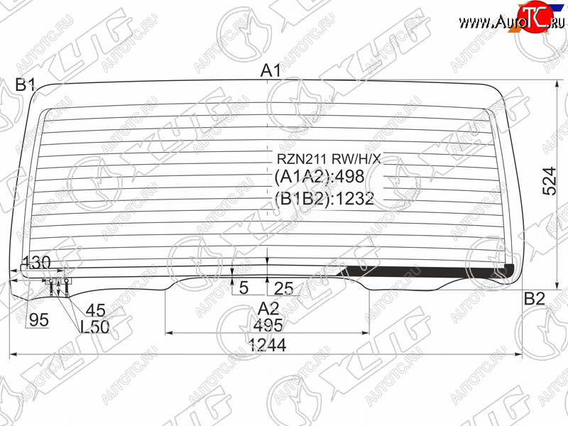 7 999 р. Стекло заднее (Цвет зеленый Обогрев) Toyota 4Runner 02-09  Hilux Surf 02-09 XYG RZN211 RW/H/X  с доставкой в г. Керчь