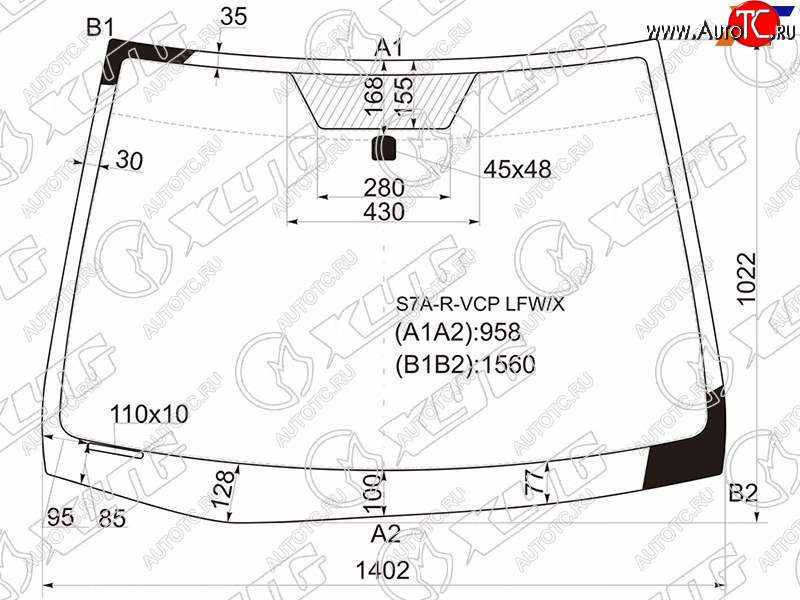 6 749 р. Стекло лобовое HONDA STREAM 00-06 XYG S7A-R-VCP LFW/X  с доставкой в г. Керчь