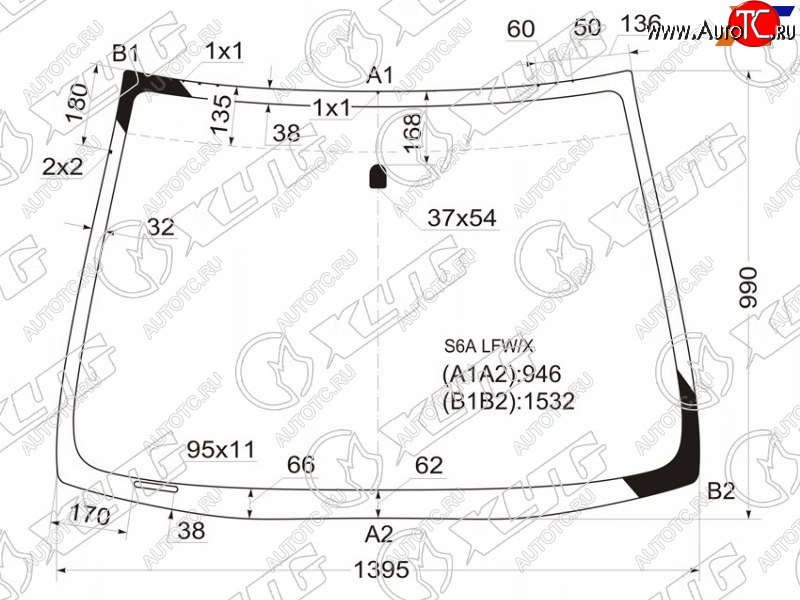 5 849 р. Стекло лобовое Honda Civic 00-06 XYG S6A LFW/X  с доставкой в г. Керчь