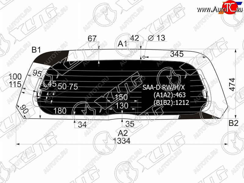 7 249 р. Стекло заднее (Затемненное Обогрев) Honda Fit 01-07  Jazz 02-09 XYG SAA-D RW/H/X  с доставкой в г. Керчь
