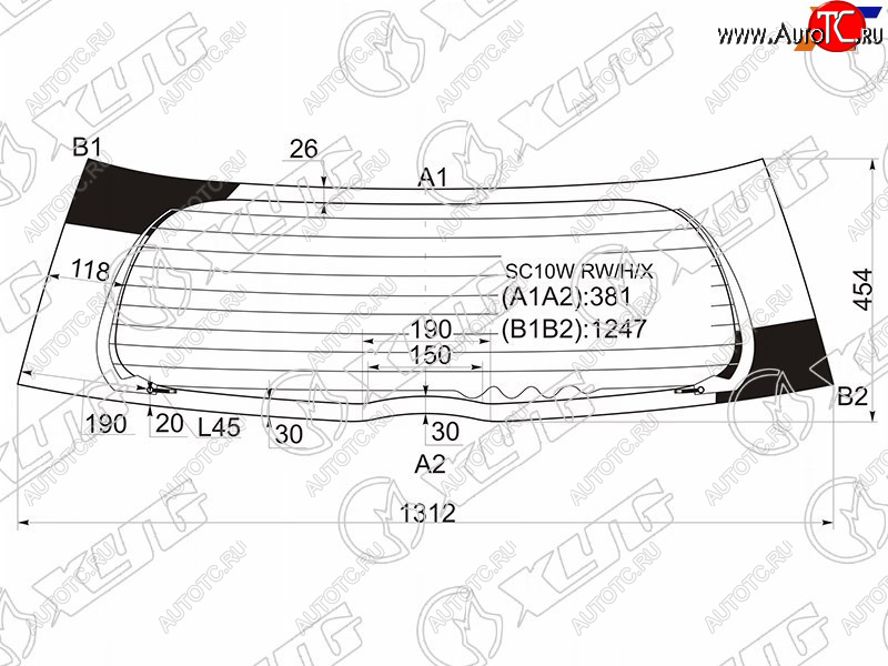 7 999 р. Стекло заднее (Цвет зеленый Обогрев) Scion xA 04-06  Toyota Ist 02-07 XYG SC10W RW/H/X  с доставкой в г. Керчь