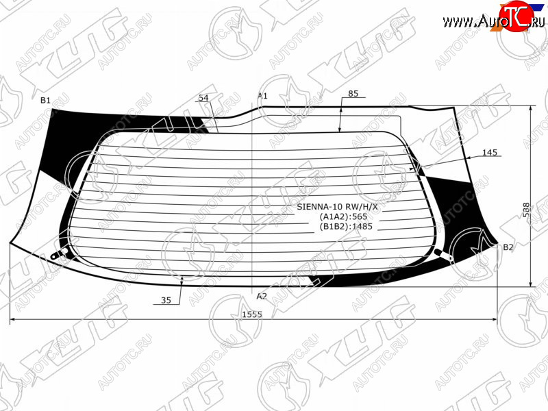 12 899 р. Стекло заднее (Цвет зеленый Обогрев) Toyota Sienna 10-20 XYG SIENNA-10 RW/H/X  с доставкой в г. Керчь