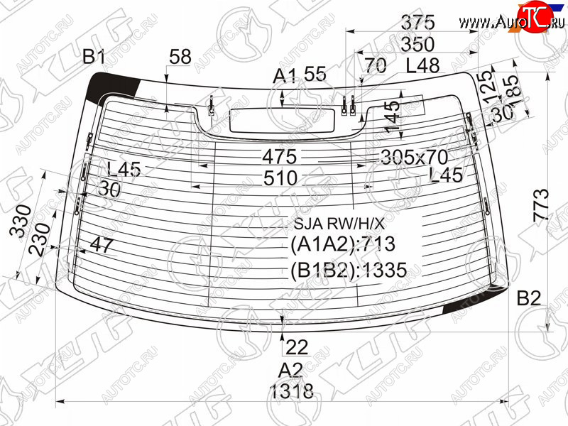 9 549 р. Стекло заднее (Цвет зеленый Обогрев Антенна) Acura RL 04-10  Honda Legend 04-12                   XYG SJA RW/H/X  с доставкой в г. Керчь