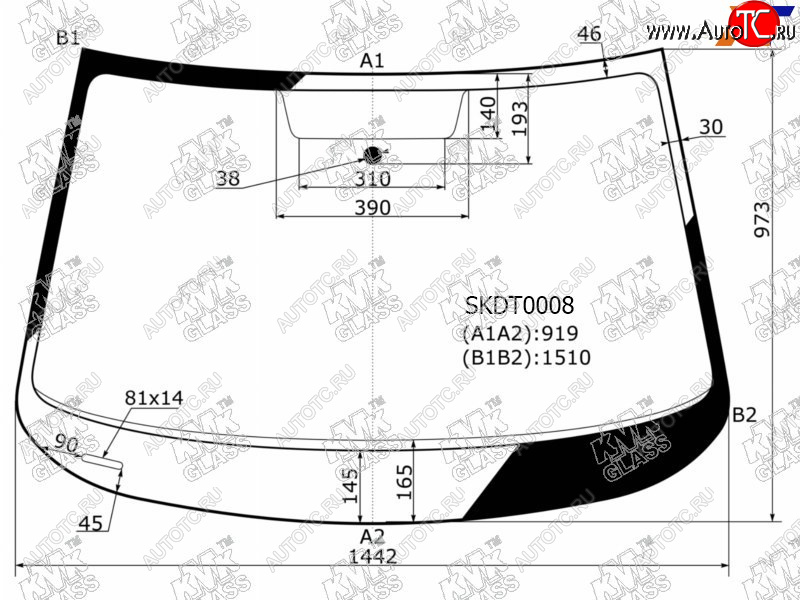 5 249 р. Стекло лобовое Skoda Octavia 12-20 KMK SKDT0008  с доставкой в г. Керчь