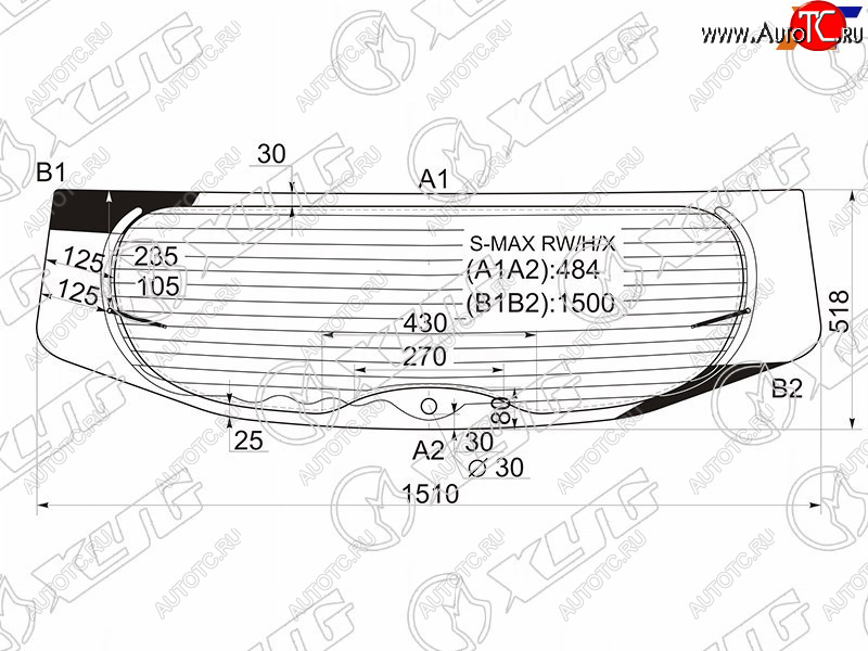10 549 р. Стекло заднее (Цвет зеленый Обогрев) Ford S-MAX 06-15 XYG S-MAX RW/H/X  с доставкой в г. Керчь