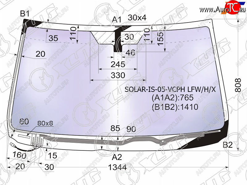 21 549 р. Стекло лобовое (Атермальное Обогрев щеток) Lexus IS 05-16 XYG SOLAR-IS-05-VCPH LFW/H/X  с доставкой в г. Керчь