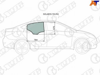 2 399 р. Стекло боковое опускное (Сзади Справа Цвет зеленый) Hyundai Solaris 10-17  Accent 11-17 XYG SOLARIS RD/RH  с доставкой в г. Керчь. Увеличить фотографию 2