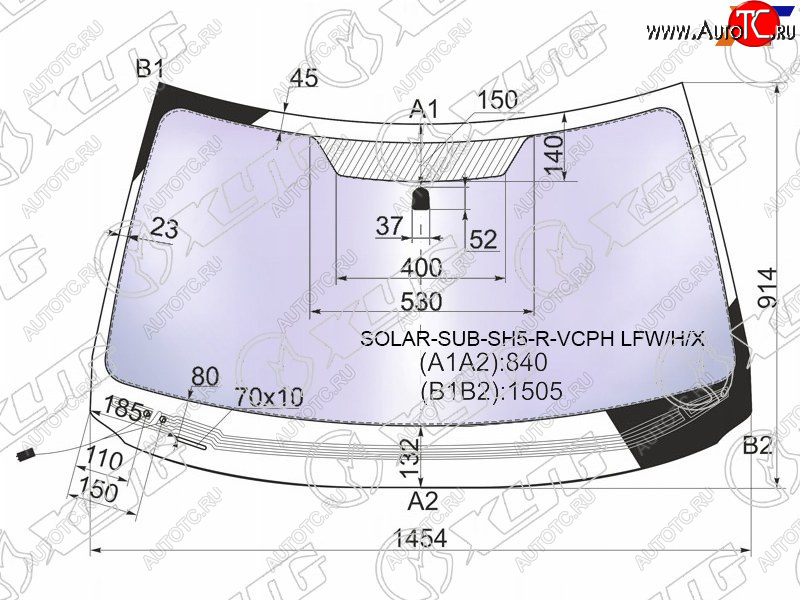 21 599 р. Стекло лобовое атермальное с обогревом щеток SUBARU FORESTER RHD 08-13 (Solar-X защита от ультрафиол XYG SOLAR-SUB-SH5-R-VCPH LFW/H/X  с доставкой в г. Керчь