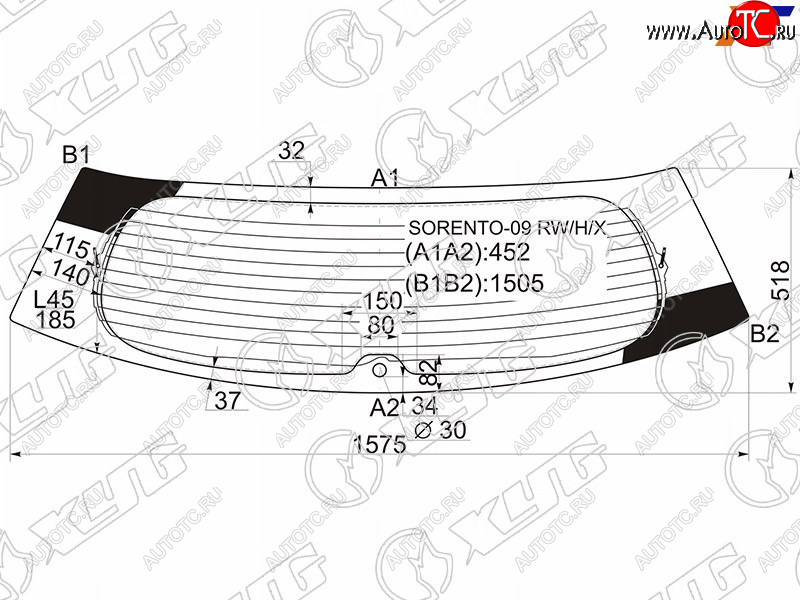 10 399 р. Стекло заднее (Цвет зеленый Обогрев) Kia Sorento 09-13 XYG SORENTO-09 RW/H/X  с доставкой в г. Керчь