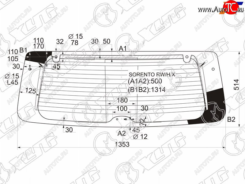 10 399 р. Стекло заднее (Цвет зеленый Обогрев) Kia Sorento 02-09 XYG SORENTO RW/H/X  с доставкой в г. Керчь