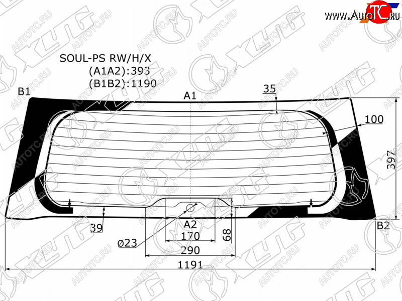 7 299 р. Стекло заднее (Цвет зеленый Обогрев 5D HBK) Kia Soul 13-19 XYG SOUL-PS RW/H/X  с доставкой в г. Керчь