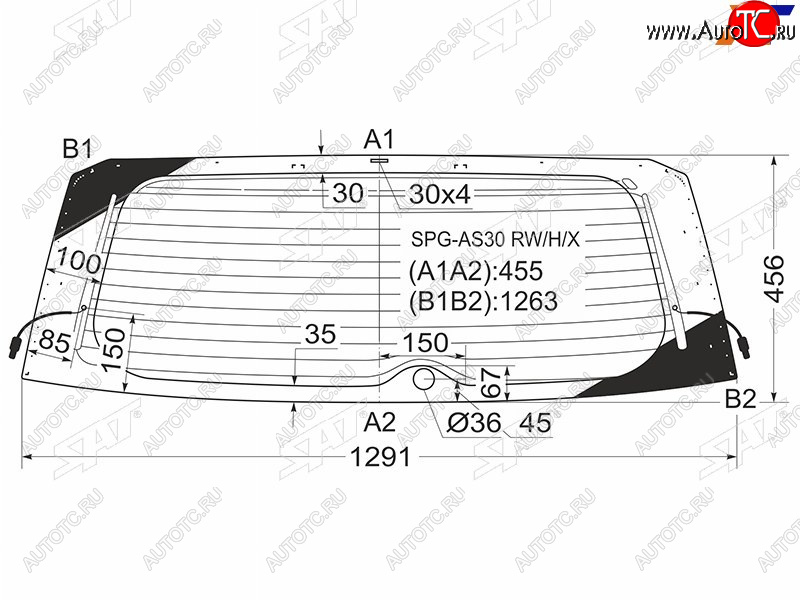 6 299 р. Стекло заднее (Цвет зеленый Обогрев) Toyota RAV4 (XA30) 05-13  Vanguard 07-13                      SAT SPG-AS30 RW/H/X  с доставкой в г. Керчь