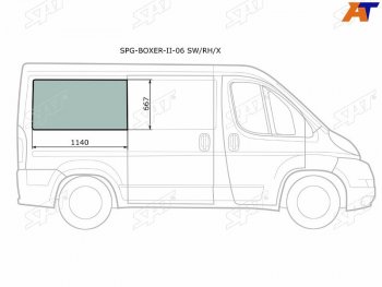3 099 р. Стекло кузова боковое (не опускное) (Справа Цвет зеленый) Peugeot Boxer 06-  Citroen Jumper 06-  SAT SPG-BOXER-II-06 SW/RH/X  с доставкой в г. Керчь. Увеличить фотографию 1