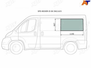 3 099 р. Стекло кузова боковое (не опускное) (Слева Цвет зеленый) Peugeot Boxer 06-  Citroen Jumper 06-  F SAT SPG-BOXER-II-06 SW/LH/X  с доставкой в г. Керчь. Увеличить фотографию 2