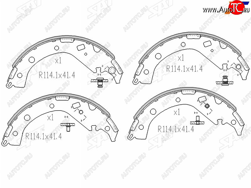 1 699 р. Колодки тормозные барабанные задние LH-RH SAT Toyota RAV4 CA20 3 дв. дорестайлинг (2000-2003)  с доставкой в г. Керчь