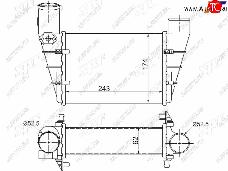4 199 р. Интеркулер AUDI A4S4 94-98A6 97-04VW PASSAT B5 97-00 SAT ST-058145805G  с доставкой в г. Керчь