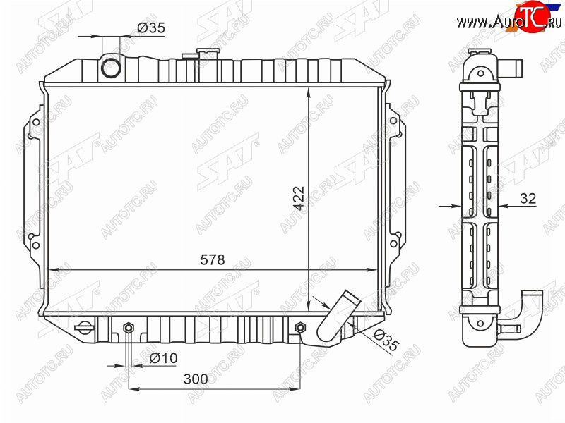12 699 р. Радиатор охлаждающей жидкости SAT Mitsubishi Pajero 2 V30/V40 5 дв. дорестайлинг (1991-1997)  с доставкой в г. Керчь