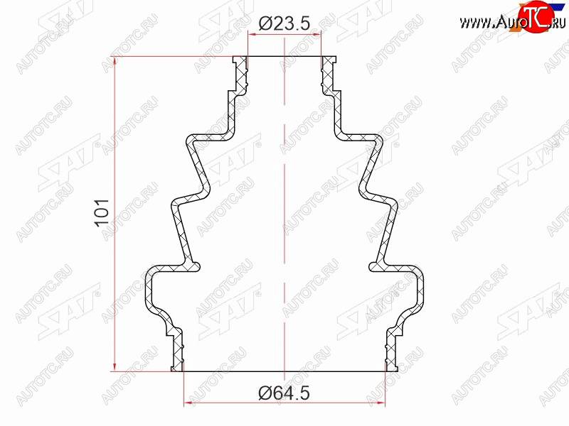 369 р. Пыльник шрус внутренний OPEL ASTRA H 04-SIGNUM  03-08VECTRA C 02-08ZAFIRA B 05- SAT ST-105-0014  с доставкой в г. Керчь