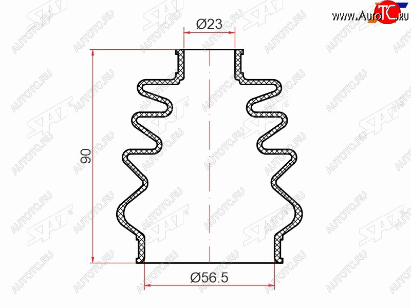 329 р. Пыльник шрус наружный CHEVROLET AVEO T200250 05-15LACETTI J200 04-13LANOS T100 05-09 SAT ST-105-0012  с доставкой в г. Керчь
