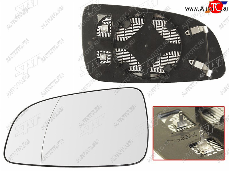 659 р. Полотно зеркала Opel Astra 04-13 (Слева Обогрев асферическое) SAT ST-121-0025  с доставкой в г. Керчь