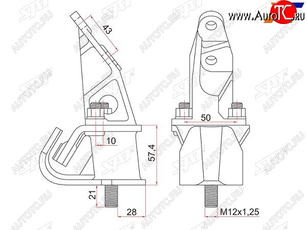 2 259 р. Подушка двигателя RH TOYOTA LITETOWN KR42 98- 7K SAT ST-12301-13160  с доставкой в г. Керчь