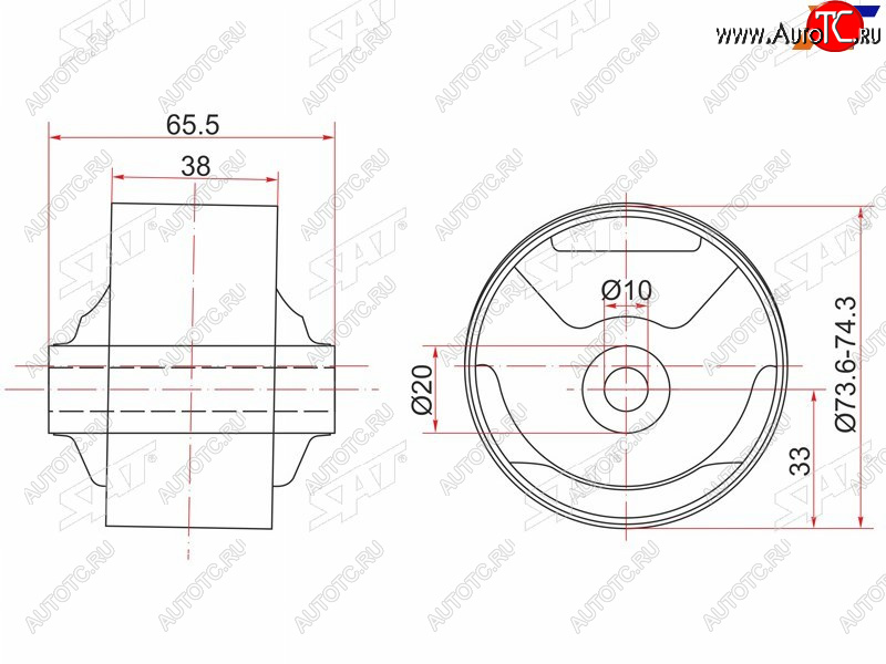 1 069 р. Сайлентблок Toyota Corsa 90-94  Cynos 95-99  Raum 97-03  Starlet 95-99 (Зад Слева) SAT ST-12371-11510C  с доставкой в г. Керчь