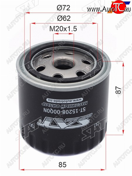 227 р. Фильтр масляный SAT  INFINITI QX70  S51 (2013-2020), Nissan Navara  2 D40 (2010-2016), Nissan Pathfinder  R51 (2009-2014)  с доставкой в г. Керчь