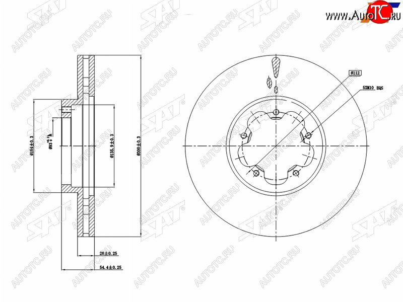 2 699 р. Диск тормозной передний (Ø300 mm, вентилируемый) SAT Ford Transit цельнометаллический фургон (2006-2014)  с доставкой в г. Керчь