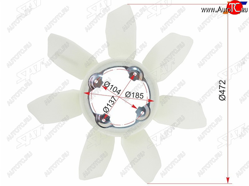 3 499 р. Крыльчатка вентилятора TOYOTA LAND CRUISER PRADO 120 SURFFJ CRUISER 5VZ1GR3RZ2TR 02-PRADO 150 SAT ST-16361-31060  с доставкой в г. Керчь