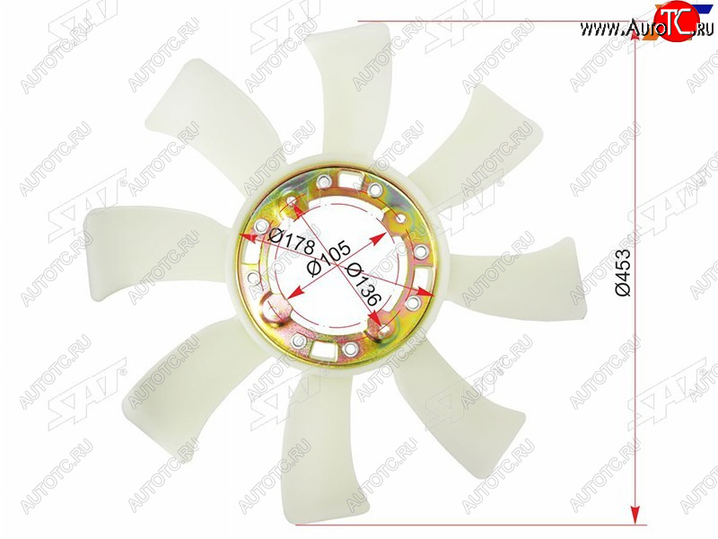 2 249 р. Крыльчатка вентилятора TOYOTA 1HZ,1HD#T SAT ST-16361-17010  с доставкой в г. Керчь