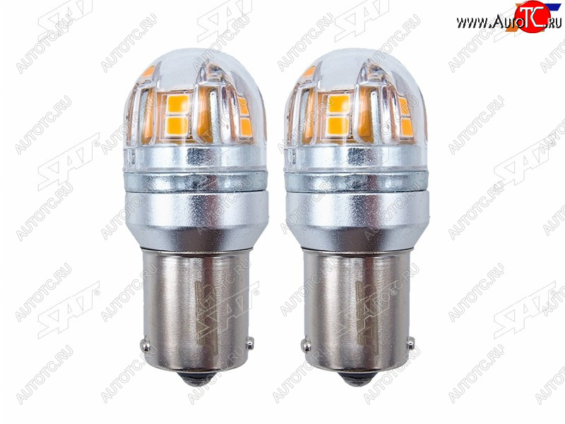 829 р. Лампа дополнительного освещения 12V PY21W 2.8W320LM  Canbus LED Оранжевая (Комплект 2 шт.) SAT ST-175-0066  с доставкой в г. Керчь