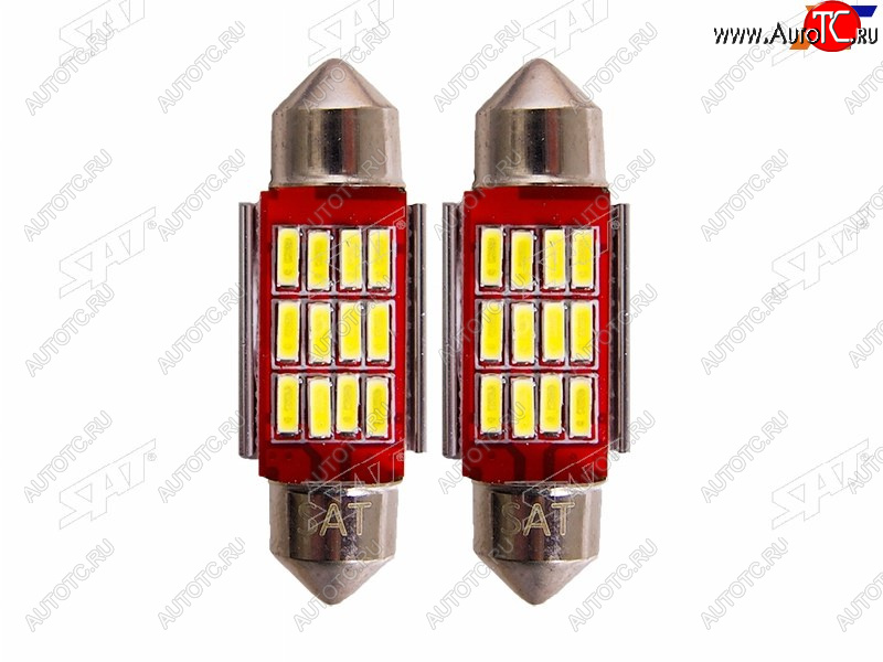 223 р. Лампа дополнительного освещения 12V C5W 9x36мм Canbus LED (Комплект 2 шт.) SAT ST-175-0076  с доставкой в г. Керчь