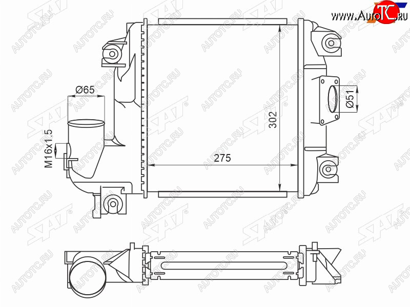 9 499 р. Интеркулер TOYOTA FORTUNER 10-HILUX 05- SAT ST-17940-0L060  с доставкой в г. Керчь