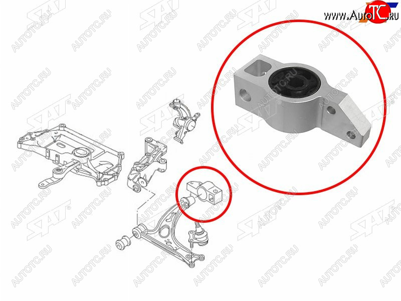 1 169 р. Сайлентблок Audi A3 03-13  Skoda Octavia 04-13  Volkswagen Golf 03-19  Jetta 05-10  Audi S3 08-1 SAT ST-1K0199232J  с доставкой в г. Керчь