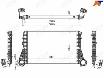 7 799 р. Интеркулер VW GOLF 03-PASSAT 05-SKODA OCTAVIA 04-YETI 09-AUDI A3 04-13 SAT ST-1K0145803  с доставкой в г. Керчь. Увеличить фотографию 1