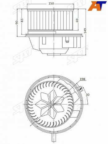 7 299 р. Мотор отопителя салона Audi A3 03-13  Q3 11-19  Skoda Octavia 04-13  Volkswagen Golf 03-19  Jett SAT ST-1K1820015L  с доставкой в г. Керчь. Увеличить фотографию 1