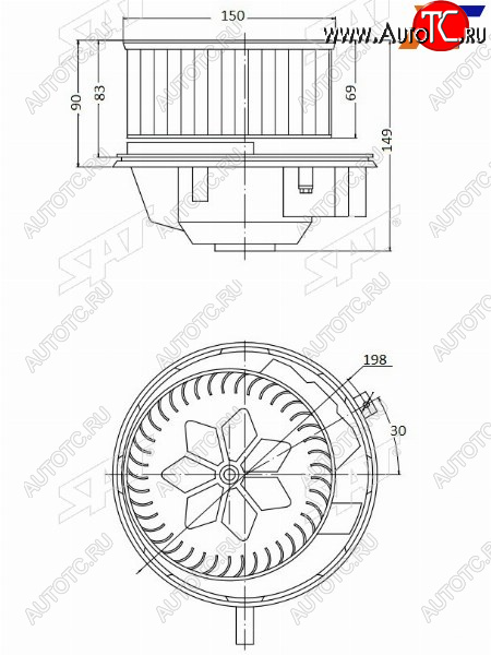 7 299 р. Мотор отопителя салона Audi A3 03-13  Q3 11-19  Skoda Octavia 04-13  Volkswagen Golf 03-19  Jett SAT ST-1K1820015L  с доставкой в г. Керчь