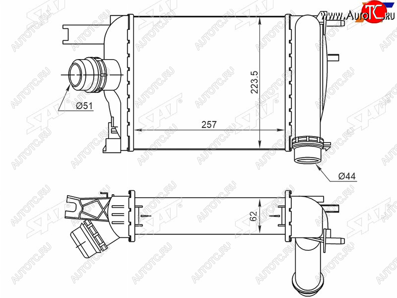 6 299 р. Интеркулер RENAULT DUSTER 1,5DARKANA 1,3 19- SAT ST-211-0015  с доставкой в г. Керчь
